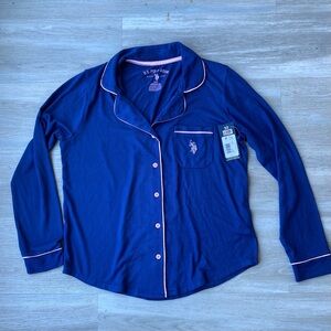 U.S. Polo Assn. Navy Pajama Top with Pink Trim